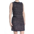 thumbnail image 3 of RACHEL ZOE $149 Womens New 1219 Navy Faux Leather Trim Tweed  Dress 4 B+B, 3 of 4