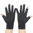 thumbnail image 1 of Guantes de ciclismo con pantalla táctil para exteriores, de otoño e invierno, cálidos, de fibra de cobre, con correa para medio dedo, para rehabilitación y fitness, 1 of 2