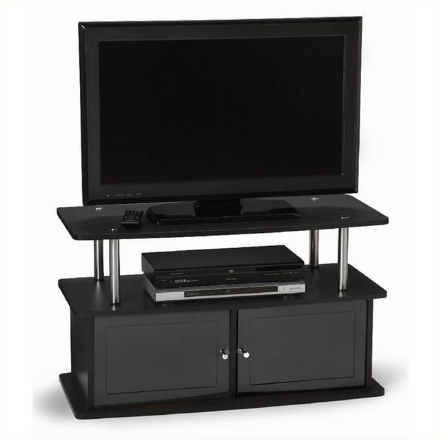 Pemberly Row 36" TV Stand in Black with 2 Cabinets
