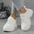 thumbnail image 4 of SCHUHLAND Women's Solid White Thick Bottom Sneakers, Breathable Mesh Lace-Up Casual Running Shoes, Medium Heel, 4 of 15