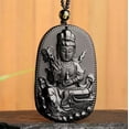thumbnail image 2 of HOOUN Crystal Natural Black Obsidian Guanyin Kwan-Yin Necklace Pendant Bead Chain, 2 of 7