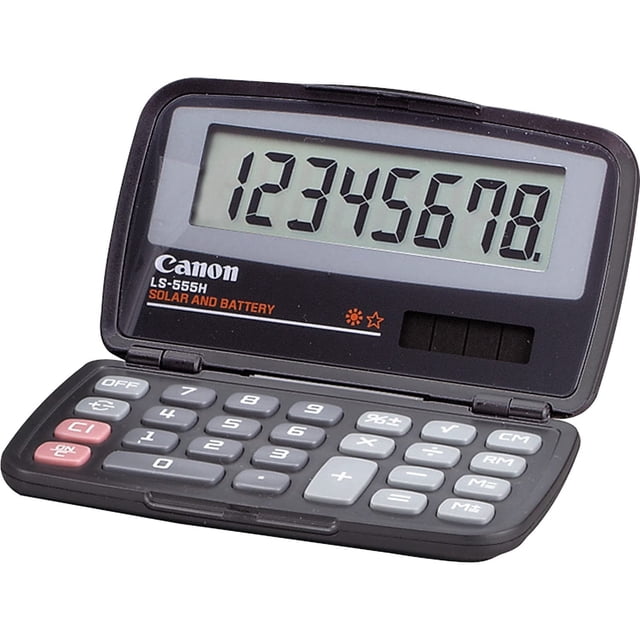 Calculadora empresarial Canon LS-555H, fuente de alimentación dual de 8 dígitos