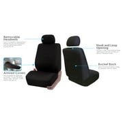 FH Group Cloth Car Seat Covers, Universal Fit Solid Back Seat Cover Full Set Black FB050114BLACK-ST