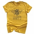 thumbnail image 2 of T-shirt pour Femmes, Haut Uni Imprimé, Col Rond, Manches Courtes, Blouse, Jaune, G, 2 of 5