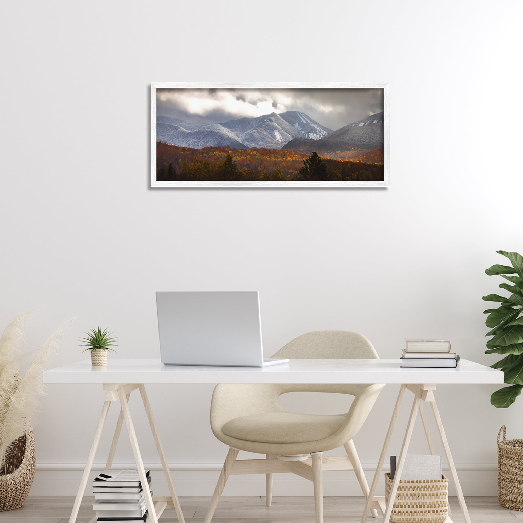 Stupell Industries Colliding Seasons Mountainscape White Framed Giclee Art, design by Jonathan Zaharek