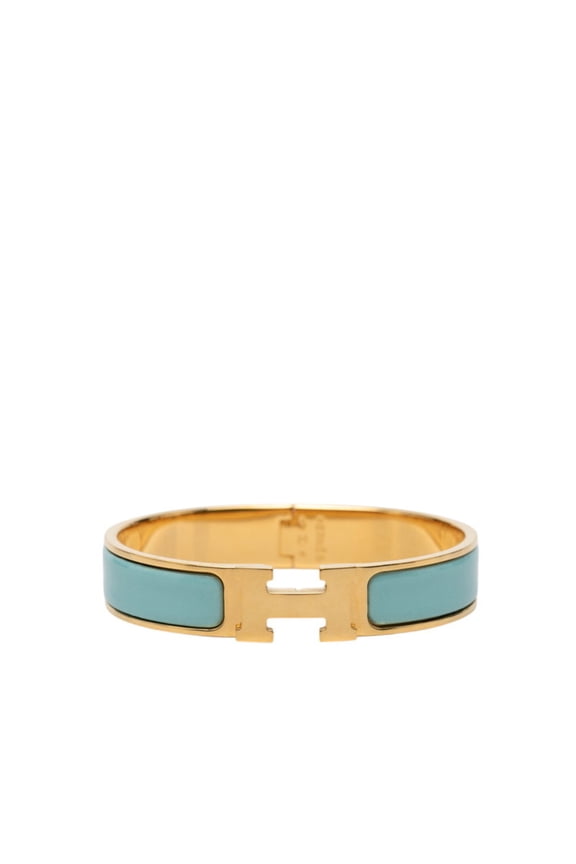 Pre-Owned Hermes Click H PM Bracelet Bangle Gold Blue Plated Women's HERMES