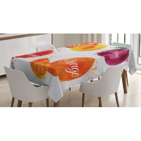 

Fruit Tablecloth Watercolor Grunge Background with Paint Splashes Peach Raspberry Plum and Orange Rectangular Table Cover for Dining Room Kitchen 60 X 84 Inches Multicolor by Ambesonne