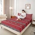 thumbnail image 4 of Homewish Red Triangle Aztec Bed Sheets, Western Hippie Bohemian King Sheets, Tribal Cowgirl Cowboy Sheet Set, Super Cozy Room Decor, 4-Piece, 4 of 7