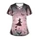 thumbnail image 5 of Tops Cortos para las Mujeres, Halloween Impreso en Cuello en V con Bolsillo, Moda Casual Manga Corta, 5 of 5