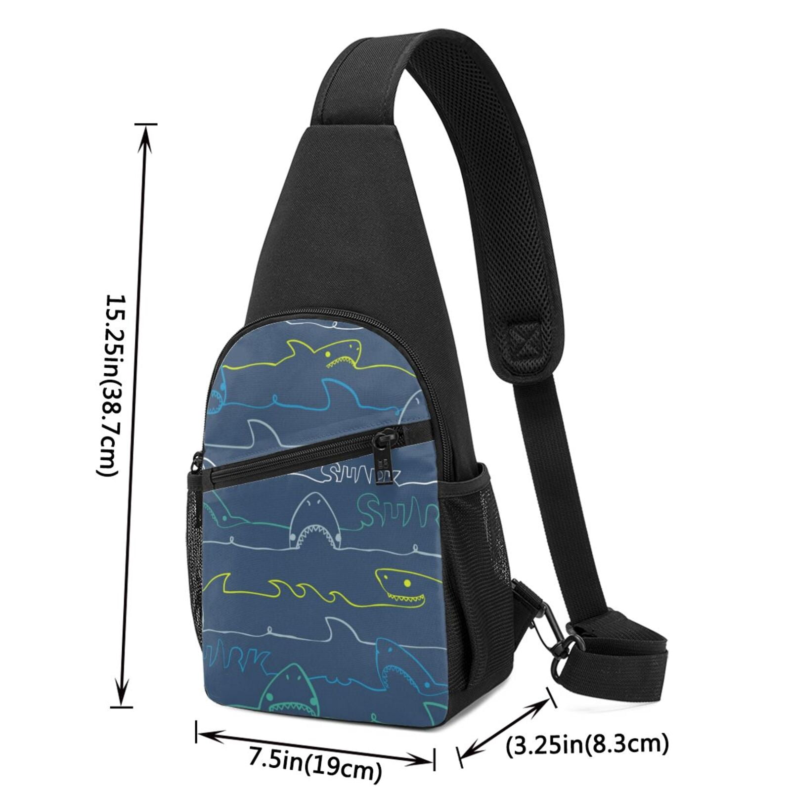 Xecao's Shark Print Sling Bag: A Versatile Chest, Shoulder, and Crossbody Backpack for Casual Days Out, Perfect for Both Men and Women