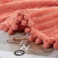 thumbnail image 2 of DISSA Flannel Fleece Blankets with Pompom Fringe Lightweight Soft Throw Blanket Fit Sofa Twin Bed(Coral,60x80"), 2 of 9