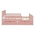 thumbnail image 4 of Luckynote Full Size Solid Wood Platform Bed, with Drawers and Guard, Pink, 4 of 10