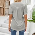 thumbnail image 4 of Womens Shirts Summer V Neck Tops Puff Short Sleeve T Shirt Pleated Floral Printed Tunic Blouse Shirts Womens Tops, 4 of 7