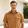 thumbnail image 2 of Cmfcve Work Shirts for Men Short Sleeve Button Down Shirts Point Collar Casual Classic Summer Tops with with Double Chest Pockets, 2 of 7