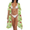 thumbnail image 3 of HELLHERO Ladybug and Daisy Pattern Long Kimono Swimsuit Cover Up High Quality Fabrics Cardigan Free Size Swim Coverup for Women, 3 of 6