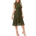 thumbnail image 4 of INSPIRE CHIC Women's Chiffon Dress Sleeveless Smocked Waist Gilding Metallic Stars Party Dress S Army Green, 4 of 6