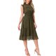 thumbnail image 4 of Vestido de gasa sin mangas para mujer Inspire Chic con cintura fruncida y estrellas metálicas doradas, vestido de fiesta verde militar XS, 4 of 6
