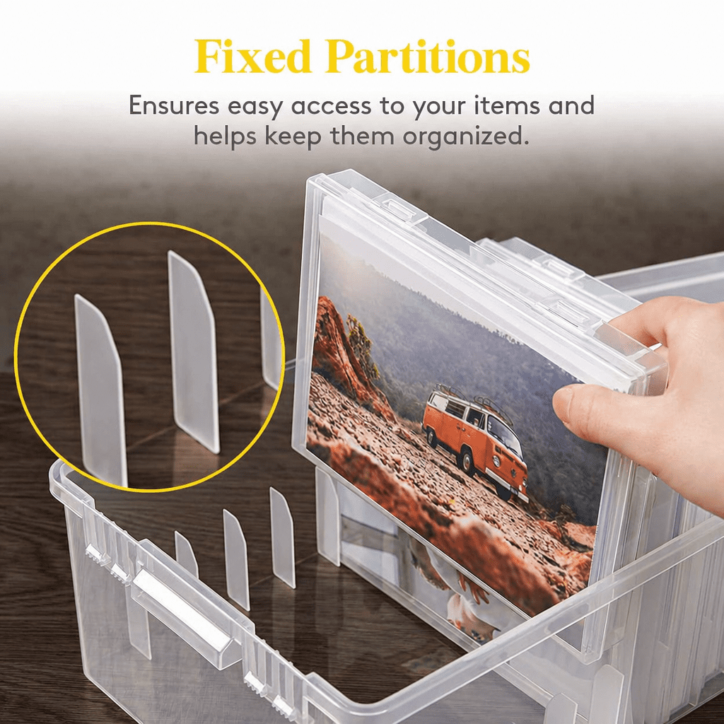 Norcho Photo Storage Set with 9 pcs 5" x 7" Inner Photo Boxes & 11 x 8.5 inch Transport Case, Craft Organizer for Seeds, Cards, Pictures, Office Supplies with Label Stickers