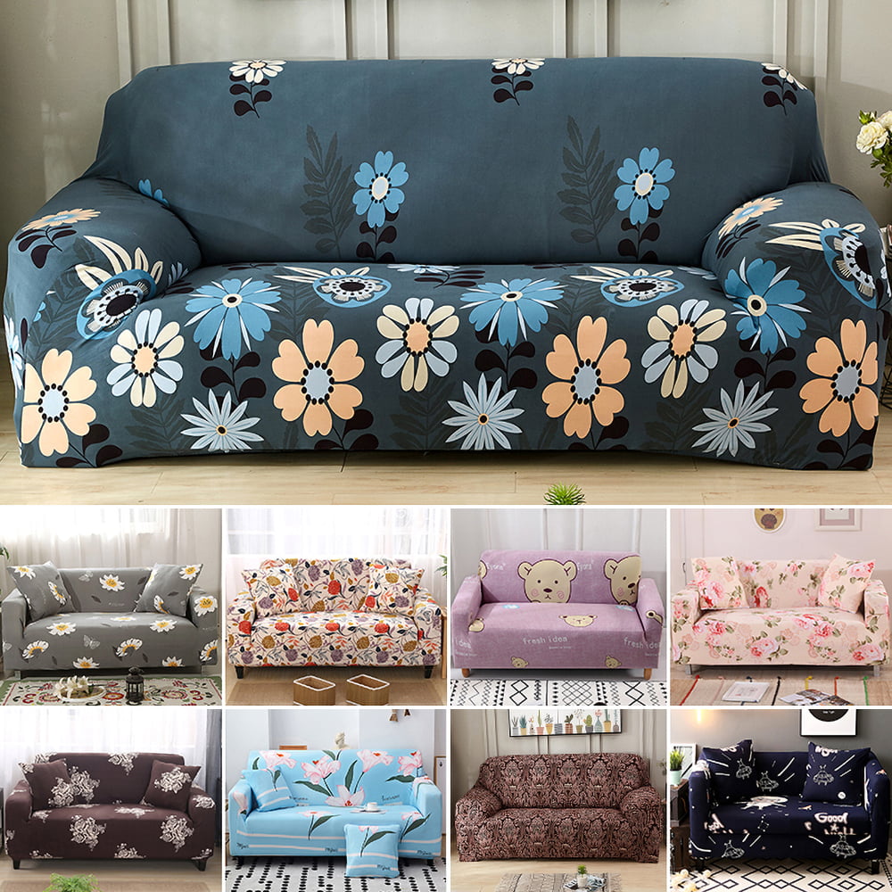 Details about   1 2 3 4 Seater Flower Print Stretch Slipcover Elastic Sofa Cover Settee Armchair 