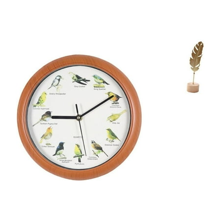 Wall Clock Metal Leaf Statue Bird Clocks PP Material for Home Office Restaurant Shop Decoration