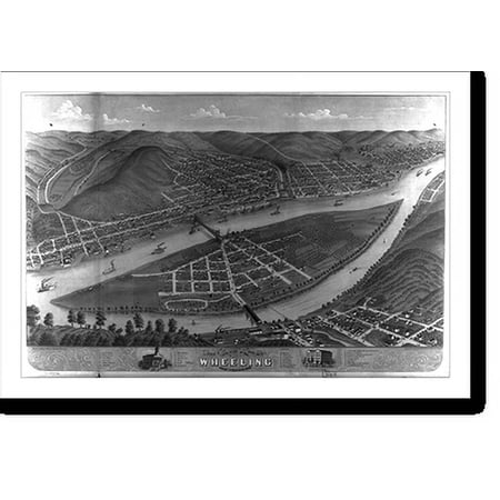 Historic Print, [3 birds-eye panoramic lith. views: Wheeling, W. Va., 1870 - by Ruger & Stoner], 16" x 20"