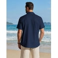 thumbnail image 5 of COOFANDY Mens Cotton Shirts Short Sleeve Button Down Shirt Men Summer Casual Beach Button Up Shirt with Pocket, 5 of 6