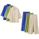 thumbnail image 2 of Conjunto de 2 piezas de moda para mujer HH TRAF, camisa holgada de lino con solapa y manga larga lisa + pantalones elegantes de cintura elástica y pierna ancha hasta los tobillos, 2 of 5