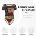 thumbnail image 4 of Bingfone Motif Drapeau Américain1 Justaucorps à Col Rond pour Femmes, Justaucorps à Manches Courtes avec Boutons-Pression Serrés, Adapté pour Fête, Sport, Usage Quotidien-TTTG, 4 of 7