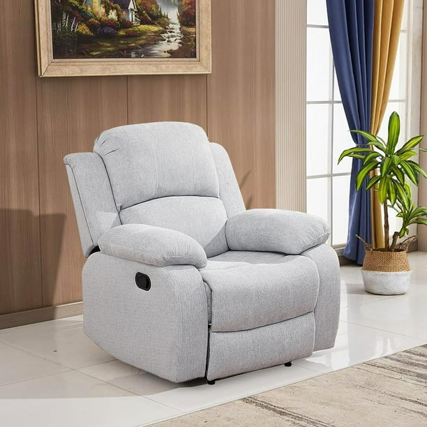 Grey White Fabric Recliner Chair Luxurious Seating with Fabric Finish Ergonomic Design and Adjustable Backrest Compact Reclining Chair for Small