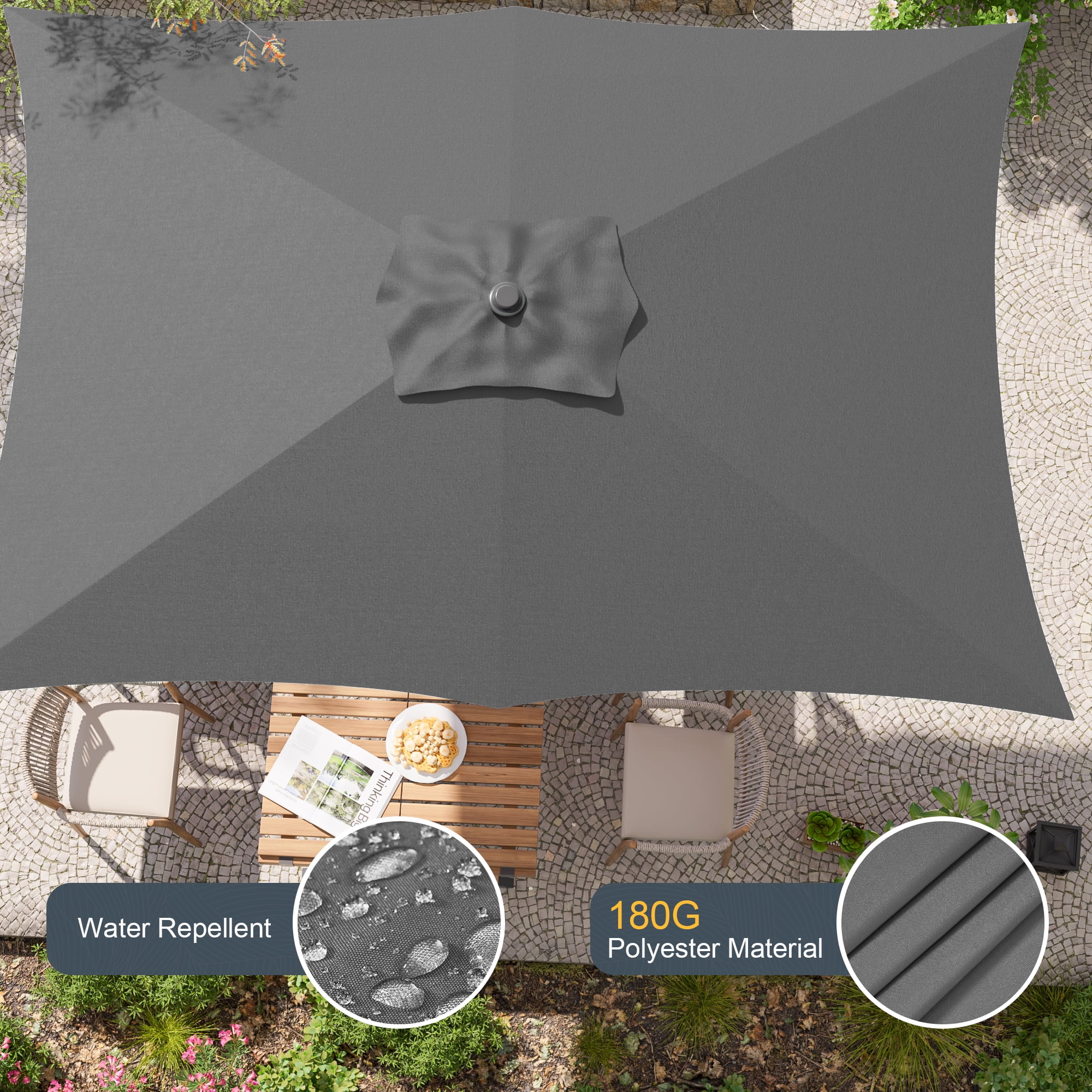 ACEGOSES 10 x 6.5ft Outdoor Patio Table Umbrella with Non-Fading canopy for Garden and Yard,Cold Gray