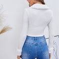 thumbnail image 4 of Pntutb Mujeres Moda Sexy Sólido Pluma Furry Cremallera Abrigo Prendas de abrigo Cuello en V Suéter Rebeca de punto Liquidación Pntutb Pntutb-7951, 4 of 5