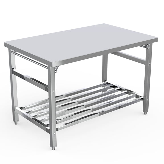 Garvee 48x30 Inches NSF Stainless Steel Table, Foldable Commercial Prep Table for Outdoor, Restaurants, Hotels, Workshops, Kitchens, Garages