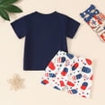 thumbnail image 4 of Gerichy Baby Boy 4th of July Outfit Short Sleeve Letter Print T-Shirt + American Flag Shorts Set Fourth of July USA Clothes,6-12 Months, 4 of 7