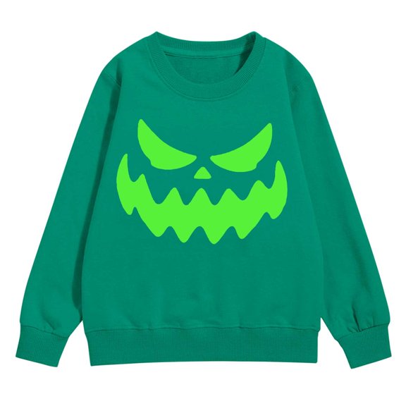 Mercatoo Boys Girls Pullover Halloween Crewneck Long Sleeve Pumpkin Graphic Printed Sweatshirt Loose Warm Tops