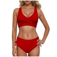 thumbnail image 1 of YuYuBao Women Swimsuits Bikinis Two Piece Retro Ruched Push Up Padded Top High Waist Bottom Bikini Beach Bathing Suits, 1 of 6