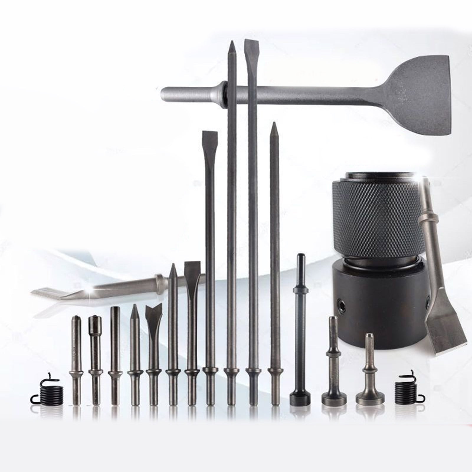 4Pcs Pneumatic Air Hammer Bit Solid Hard Steel Air Chisels Bit Pneumatic Impacts Head Set for Rusts Removal