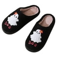 thumbnail image 6 of IEMIEMIEM Halloween Slippers for Women Men Ghost Graphic Indoor Bedroom Fluffy Warm Halloween Gift Shoes Comfortable Cozy Slip on Plush Non Slip House Slippers Black, 6 of 7