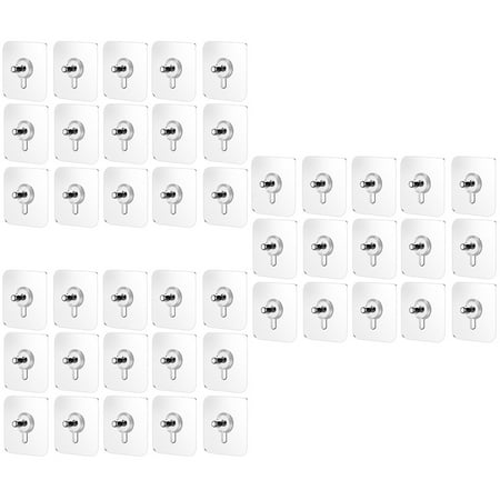 

No Trace Screw Sticker Set of 3 Adhesive Hooks with Rod Wall Seamless Ceiling Hangers Acrylic.