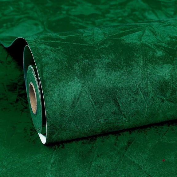 Luxury Emerald Green Velvet Peel And Stick Wallpaper Self Adhesive Removable Textured Velvet Fabric Roll 17.5In x 6.5Ft