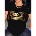 thumbnail image 1 of T-Shirt Graphique à Thème Chocolat pour Femmes, 100 % Coton, Col Rond, Manches Courtes, Coupe Régulière, Légèrement Extensible, avec Détail Appliqué, pour Printemps/été/automne, Fête des Pères, Fête des Mères, Nouveau, 1 of 7