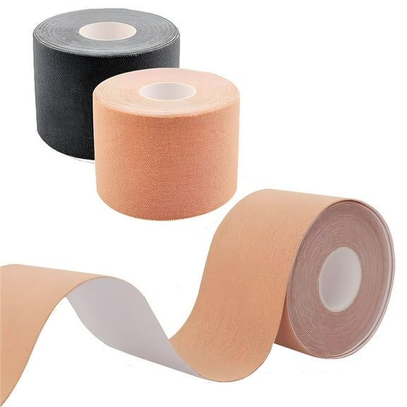 TELOLY Rolls Breast Tape, Black Skin Color Self Adhesive Push Up Breast Lift Tape Invisible Breathable Tape