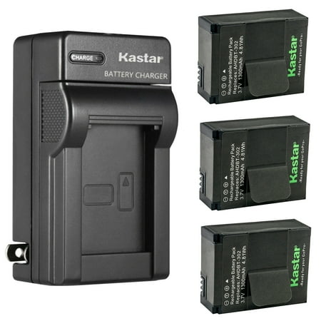 Kastar 3-Pack Battery and AC Wall Charger Replacement for GoPro AHDBT-201, AHDBT-301, AHDBT-302, GoPro HD HERO3 White Edition, GoPro HD HERO3+ Silver Edition, GoPro HD HERO3+ Black Edition