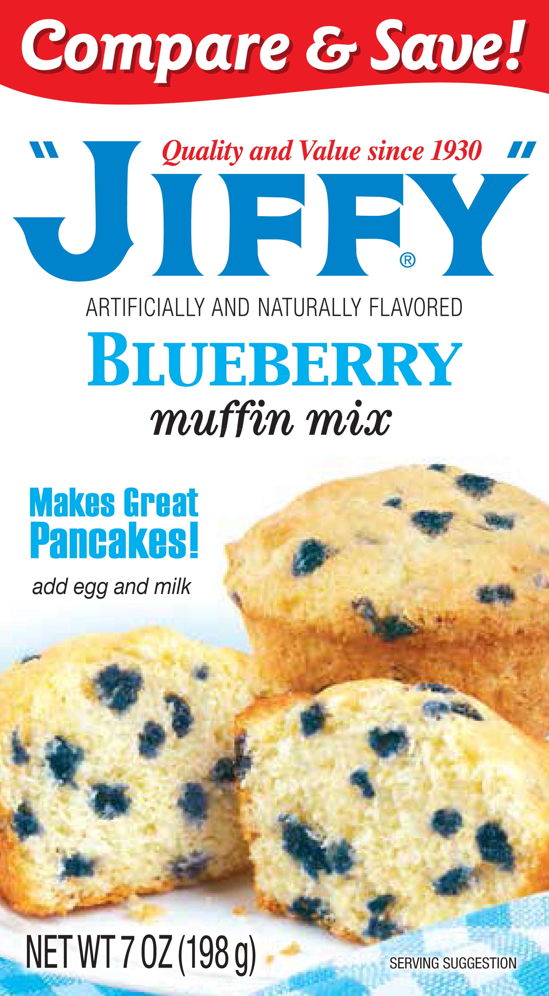 JIFFY Blueberry Muffin Mix 7 OZ Box.