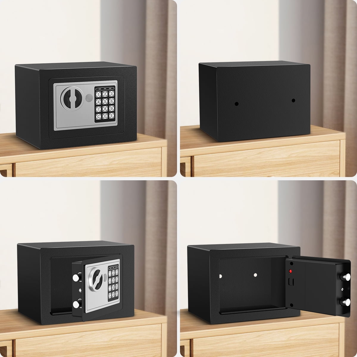 RXDSAFE Electronic Digital Safe Box, 0.25 Cubic Feet Home Security Box for Office Hotel Business, Lock Box with Key Keypad for Cash Jewelry Black