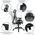 thumbnail image 4 of Flash Furniture Ergonomic Mesh Office Chair with 2-to-1 Synchro-Tilt, Adjustable Headrest, Lumbar Support, and Adjustable Pivot Arms in Gray, 4 of 13