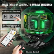 Gisam Laser Level with Tripod , 4x360° Self-Leveling Green Cross Line 4D Laser Tool with Remote Control, Magnetic Bracket & 2* 4800mAh Battery