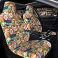 thumbnail image 2 of Uemuo Retro Summer Stamp Pattern Car Seat Covers for Front Seats Waterproof Seat Covers for Cars, Universal Auto Front Seats Protector Fits for Car-2 PCS, 2 of 6