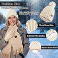 thumbnail image 7 of 3 PCS Winter Heated Scarf Beanie Hat Touchscreen Gloves Set for Men and Women, USB Rechargeable 5000mAh Battery Neck Warmer 3 Temperature Settings (Beige), 7 of 7