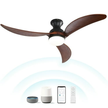 Sofucor 52" Flush Mount Ceiling Fan with LED Lights and Remote Control, Modern