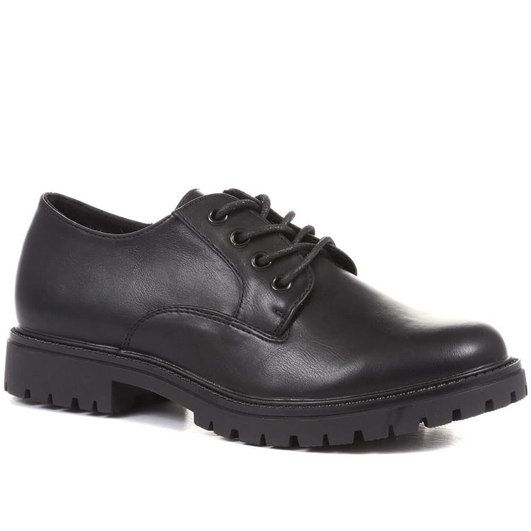 Pavers Ladies Black Lightweight Lace Up Shoes Size 6 Walmart